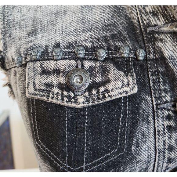 Highway Jeans Black and Gray Denim Vest Size S - Picture 2 of 5